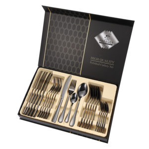 Black Stainless Steel Cutlery Set of 24