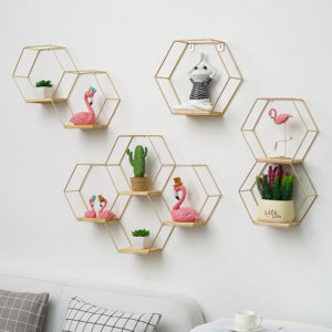 Gold Honeycomb Shelves