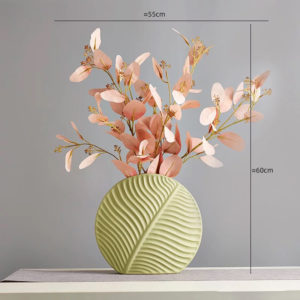 Green Flat Leaf Round Vase – Large