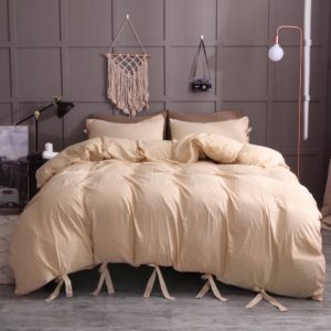 Beige Ribbons Bed Set (bedding set of 3pcs)