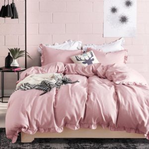 Pink ruffled bed set (bedding set of 4pcs)