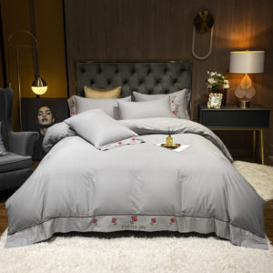 100% Cotton Steel Grey Elite Cotton Bed set (bedding set of 4pcs)