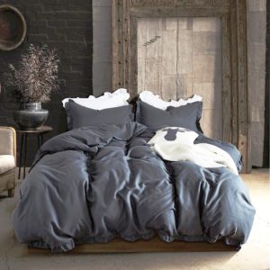 Dark Grey ruffled bed set (bedding set of 4pcs)