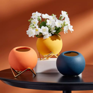 Pastel Round Ceramic Vase With Stand